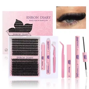 100D Dramatic Soft Kit l ENRON DIARY Mega Thick Volume Individual Clusters,D-Curl, DIY Ultra Soft Eyelashes Extension,Waterproof Week Long Lasting,Salon Full Fake Lashes, Cosmetic Lash Stacking Vacation Lash, Fluffy Eyelash Clusters#TikTokShopBacktoSchool
