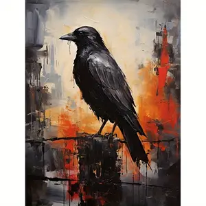 1PCS Halloween Black Raven- 16x20 Inch - Frameless - Suitable for Art Students DIY Digital Painting Kit - Professional Paintings - Paint by Numbers - Handcraft Art Set - Paint by Numbers - Acrylic Painting - For Home Wall Decoration and Gifts - Frame Not