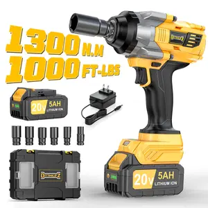 1000FT-LBS (1300N.m) Cordless Impact Wrench 1/2" with 1or2*Battery, Brushless Impact Gun with 6 Sockets, 2100RPM for Car & Truck, Diytoolifz fathers day gift
