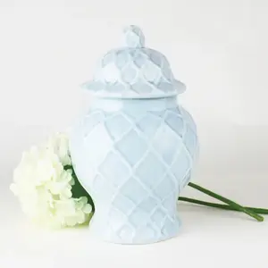 Light Blue Textured Ginger Jar - Small