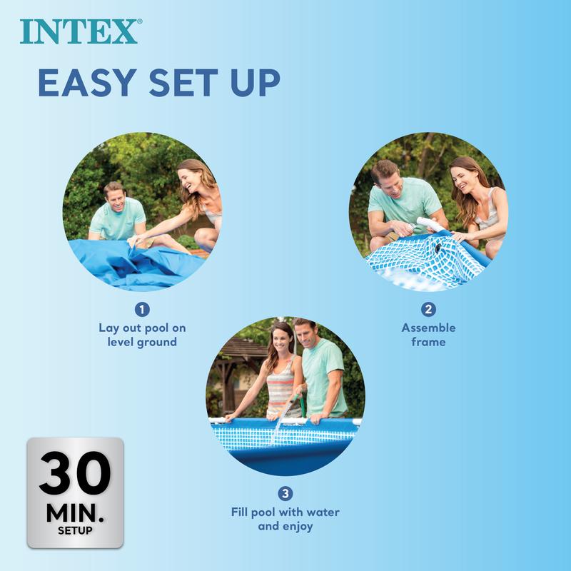 Intex Outdoor Rectangular/Round Frame Above Ground Swimming Pool, Pink/Blue 23-30 Inches Deep (pump not included)