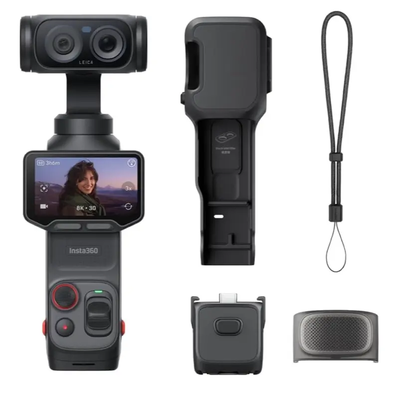 Insta360 Luna Ultra - 8K Vlogging Camera with Dual Leica Lenses, 12× Zoom, 1" Sensor, Detachable 2" Touchscreen, Triple Al Chip, Pocket Gimbal Camera for Vlog Photography-Cosmic Black