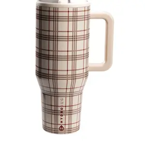 HydroJug Traveler 40oz Leak-Proof Insulated Tumbler with Flip Straw & Cup Holder BPA-Free Autumn Checkers Drinkware Mug for 24 Hours Hot Beverages