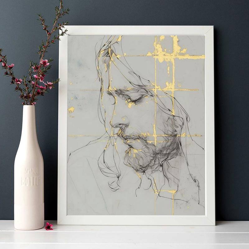 A Picture of Jesus with a Beautiful Face, Full of Grace And Harmony, Unframed Canvas Painting, 30.48cm X 40.64cm, 1pc