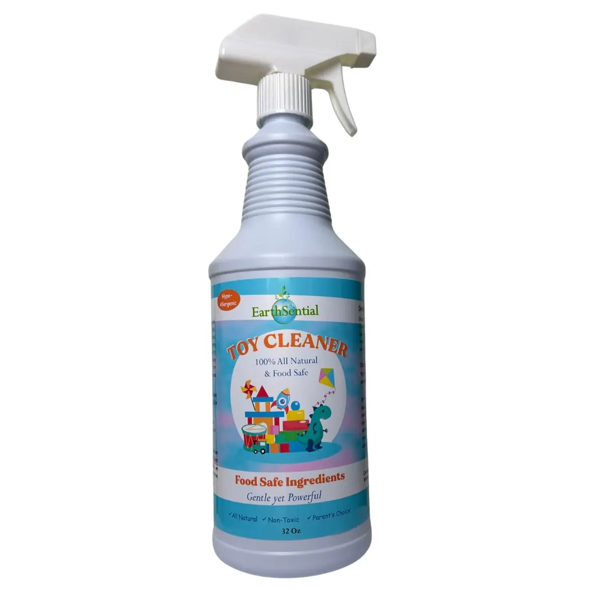 EarthSential Toy Cleaner 32 fl oz – All Natural, Non-Toxic Spray for Children’s Toys & High Chairs – Plant-Based Surface Cleaner