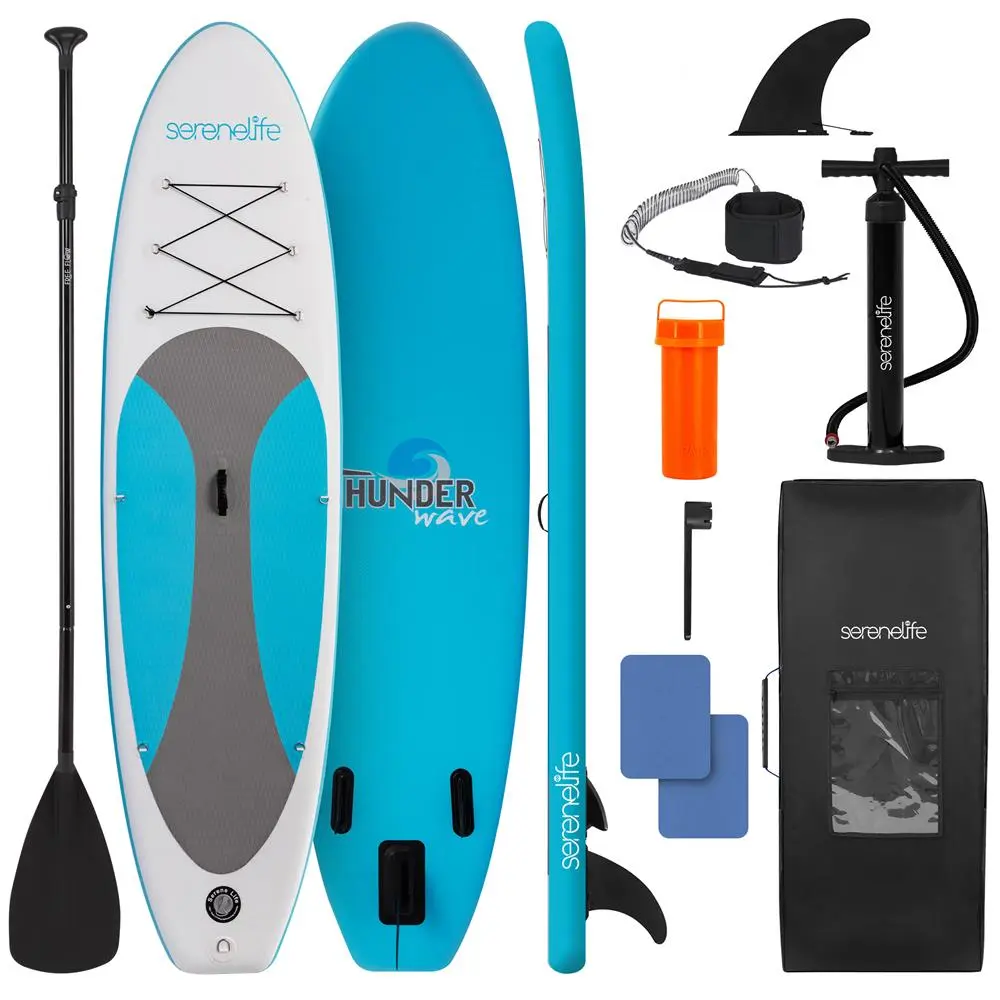 Inflatable Stand Up Paddle Board 10ft, Blue All-Around SUP for Adults, Stable Wide Body with Non-Slip EVA Deck, 275 lbs Capacity, Complete Outdoor Kit with Paddle & Pump, Sport, Inflatable Water, Bag, Portable, Lightweight, Rivers, Unisex, Lakes