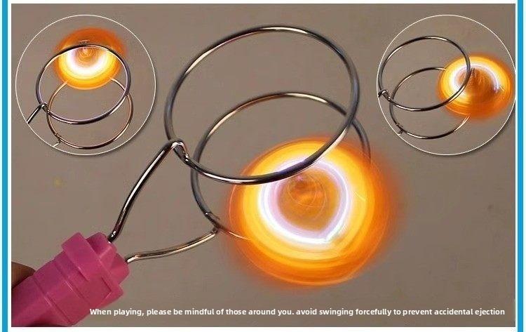 Kids' Light-Up Hand-Crank Magnetic Orbital Magic Yo-Yo – Glowing Spinning Gyro Toy with Magnetic Flywheel Effects