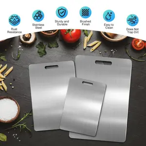 Food Grade Stainless Steel Cutting Board Set S+M+L, Durable Rustproof Easy to Clean for Meat Vegetables Fruit Home Kitchen#fathersdaygift