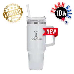 NaturalSlim®️ Tumbler (White) - 40 oz Stainless Steel Insulated Water Bottle Portable Vacuum Flask Mug
