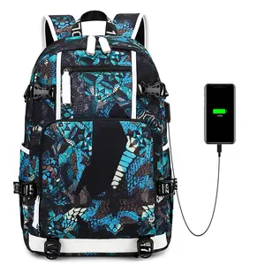 Trendy personalized backpack for men, middle and high school students, heat-transfer printed, water-resistant, laptop bag, outdoor street travel backpack