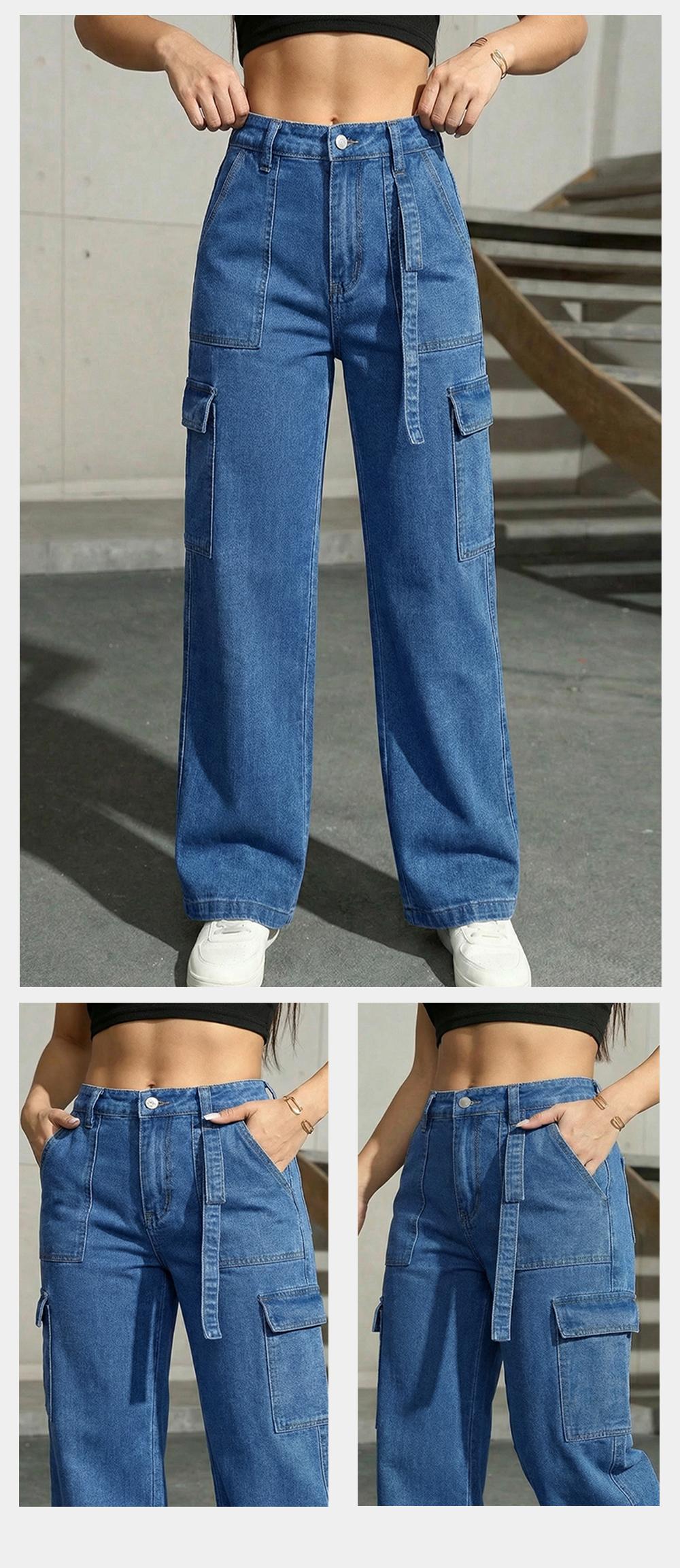 FLVSUN Women's Cargo Pants LOW Waisted Baggy Cargo Jeans Straight Leg Y2K Streetwear Trousers 6 Pockets for Women Teen Girl Womenswear Bottom Womenswear Bottom Denim Maternity Basic Minimalist