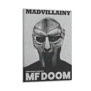 Doom Retro Posters - Black White Sketch Style Canvas Print Madvillainy Hip Hop Legend Wall Art for Bedroom Office Living Room Canvas Poster Bedroom Decor Sports Landscape Office Room Decor Gift Frames Artistic Ornaments Decoration