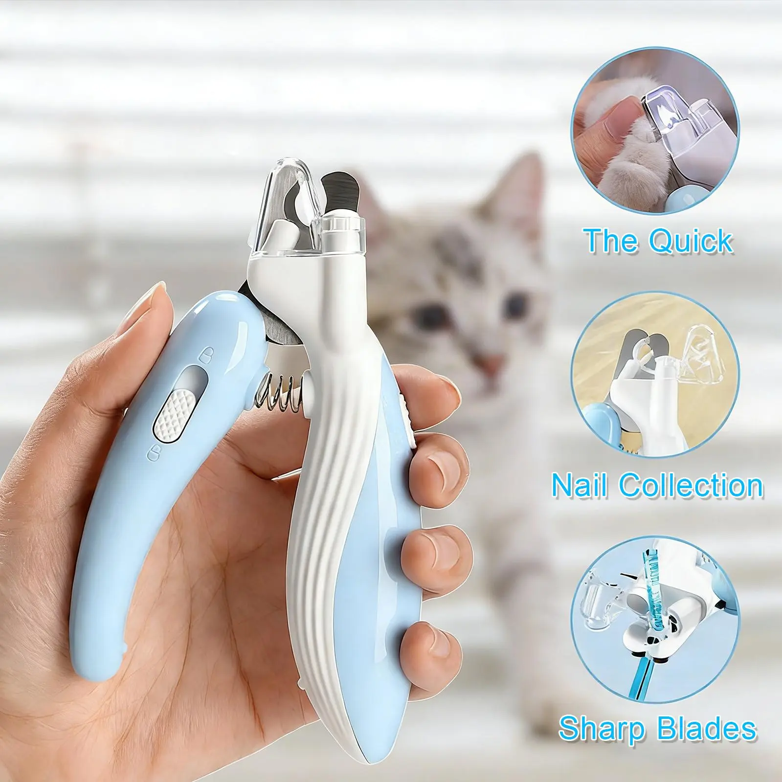Pet Nail Trimmer with LED Technology, Cat Dog Rabbit Claw Clipper, Precise Stainless Steel Scissors, Safe Guard for Quick Vein Detection, Grooming Supplies