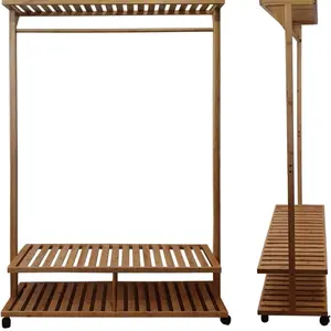 Rack de Bambú y  madera D'ORA BAMBOO, estructura para colgar prendas de forma ordenada Organiser