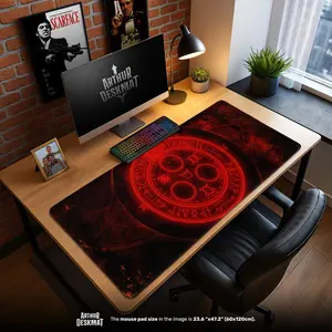 Silent Hill Red Seal Mouse Pad – Occult Horror Circle Desk Mat, Dark Gaming Mat, Creepy Gamer Gift, Desk Mat, PC Accessories.