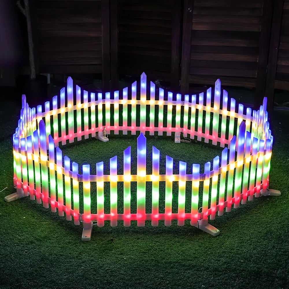 8-Piece Plastic Fence Lights, Outdoor Decor Warm Lighting for Courtyard Lawn Edges & Plant Borders, Batteries Included (Yes), Garden Light