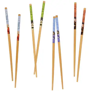 Nickelodeon Avatar: The Last Airbender Chopsticks 4-Pair 9.5" Reusable Utensil Set with Aang Toph Zuko Katara Designs