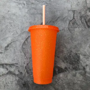 24oz Orange Glitter Cold Cups