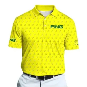 Men’s 2026 Golf Trophy Polo Shirt – Yellow Blue Classic Fit Performance Polo, Durable & Breathable