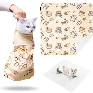 35.5" Extra Large Cat Grooming Wrap, Soft Self-Stick Cat Burrito Restraint Blanket Grippy Cloth for Large Cats & Small Dogs, for Medication Nail Clipping Ear Cleaning Teeth Brushing Anti-Scratch Anti-Escape