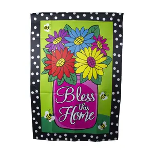 Northlight Bless this Home Bouquet with Vase Flag 28" x 40"