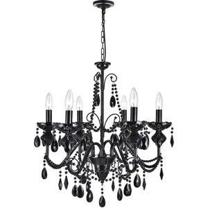 CWI Lighting Keen 6 Light 22 inch Black Up Chandelier Ceiling Light 5095P22B-6