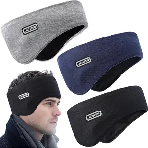 JenPen 3 Pcs Double-layer Ear Muffs for Winter Ear Warmers Headband for Men Women Knit Fuzzy Lined for Adult Running Cycling Ski