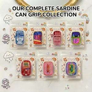 Funny Sardines Can Phone Grip Holder Cute Quirky Expanding Stand Aesthetic Phone Accessories Weird Gift for Friends Fish Lovers