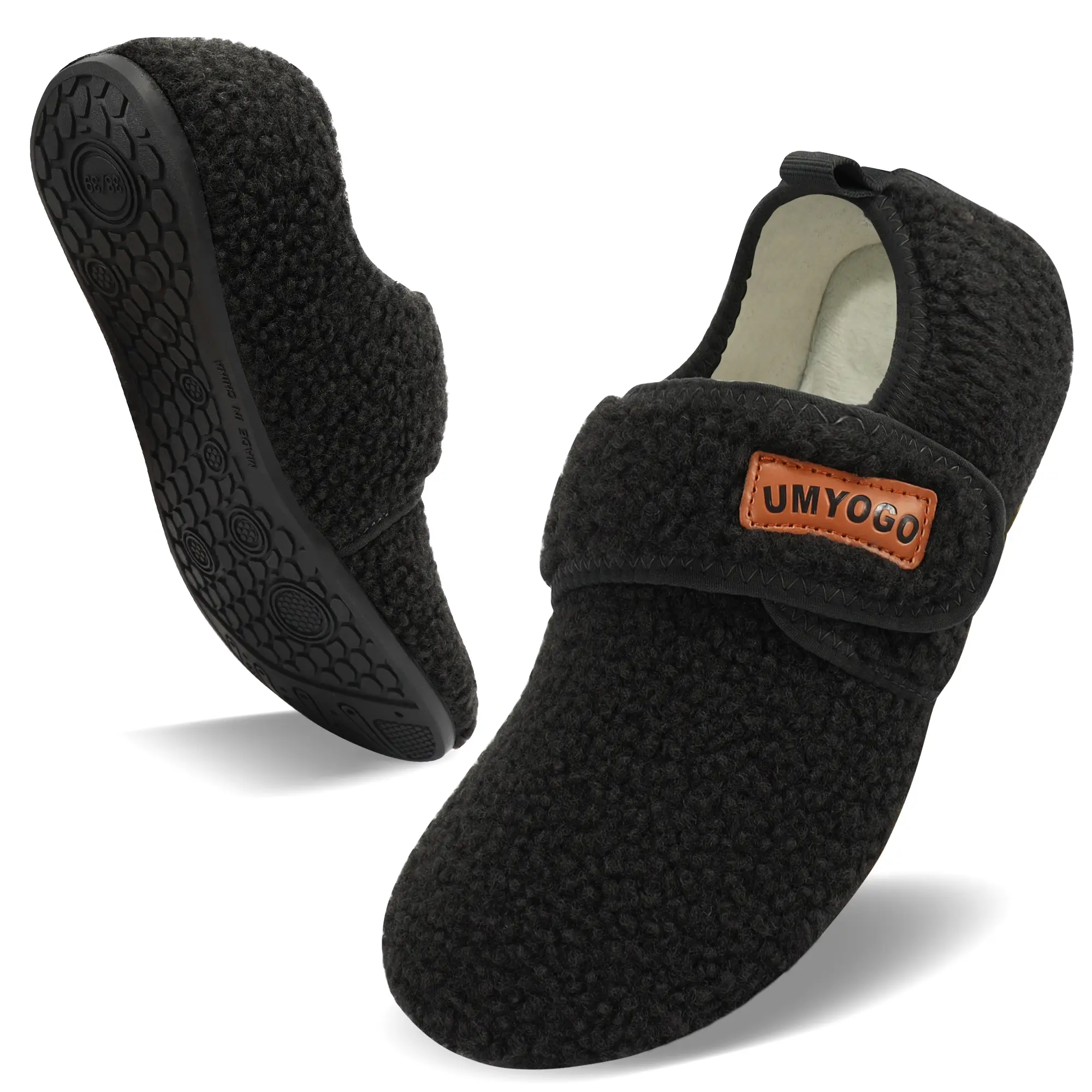 Women's & Men's Cozy Closed-Toe House Slippers, Adjustable Hook-and-Loop Strap, Flexible Non-Slip Rubber Sole, Suitable for Indoor & Outdoor Wear