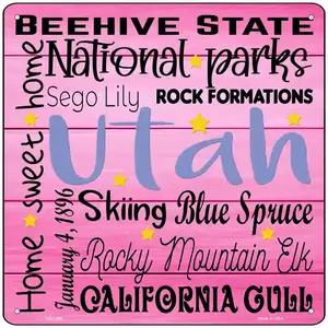 Utah Motto Novelty Metal Square Sign