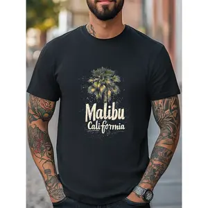 Malibu California Graphic Unisex T-Shirt Women Men Trendy Tee Casual T-Shirt