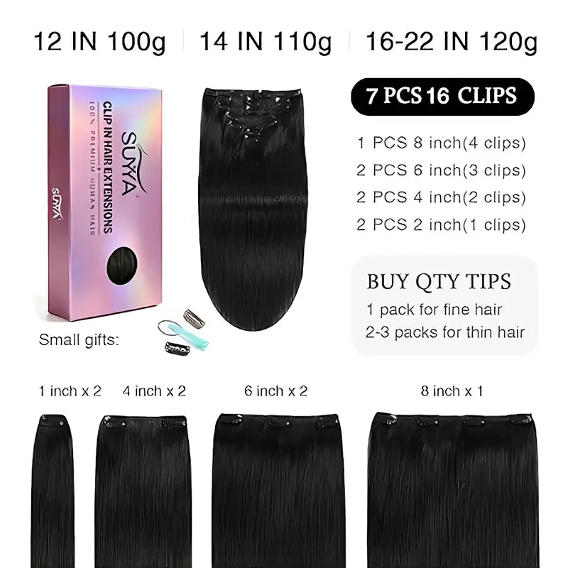 Evala-Suyya Clip-In Hair Extensions Human Hair - TikTok Shop