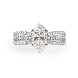 2.4ct Odyssey of Love Ring Triple Band Engagement Ring Wedding Set Marquise Cut VVS Synthetic Moissanite Ring Jewelry S925 Sterling Silver Band Perfect Birthday Engagement Wedding Anniversary Christmas Valentine's Day Gift