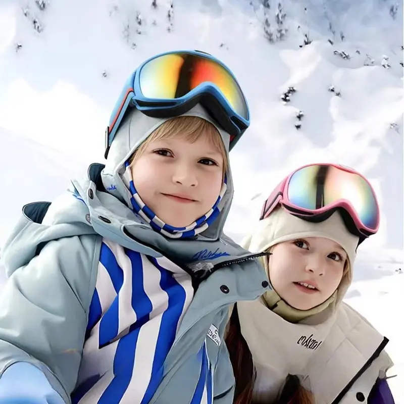 Kids' Colorful Coated Ski Goggles, Double-Layer Anti-Fog Lenses, Windproof Outdoor Sports Glasses for Skiing & Mountaineering, Windproof Sports Eyewear