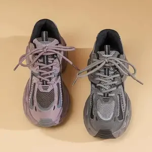 Sports dad shoes girl 2025 spring and summer new versatile student thick sole height increase light breathable comfortable mesh running