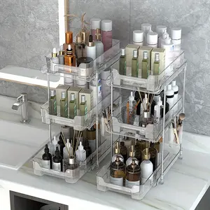 2/ 3-Tier Stackable Kitchen Pantry Organization, Pull Out Medicine Cabinet Organizer, Multi-Purpose Bathroom Under Sink Organizers and Storage, Shelves