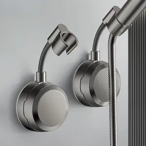 1pc Adjustable Suction Cup Shower Holder Bathroom Wall-Mounted Handheld Shower Bracket Gray No Drilling Needed Easy to Use Summer Bathroom Shower Accessory