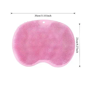2Pcs TPR Non-Slip Bath Massage Mats For Back & Feet, Deep Exfoliation & Blood Circulation SPA Mats, Multi-Functional Cleaning Care Bathroom Mats In Pink & Blue