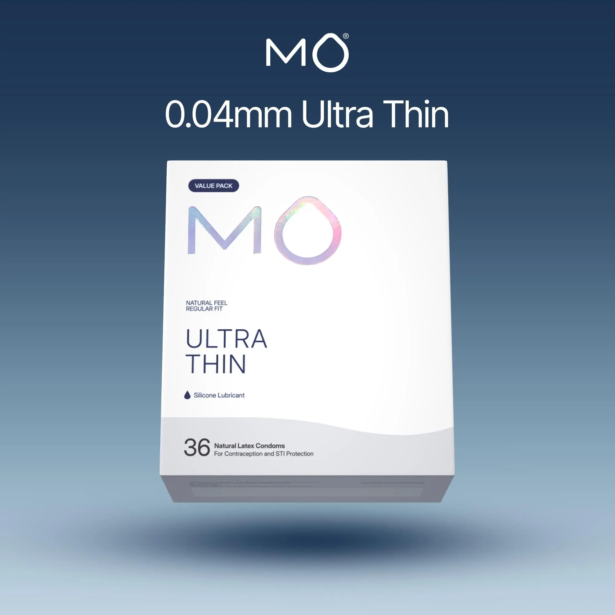 MO Ultra Thin Condoms Value Pack 36 Count, 0.04mm Ultra Sensitivity, 100% Natural Latex, pH Balanced Formula, Regular Fit