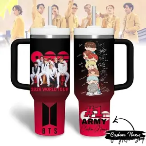 [Custom Name] Arirang Tour 2026 V6 40oz Tumbler, Kpop Fan Travel Mug, Insulated Stainless Steel Cup, Concert Gift, Music Lover Drinkware
