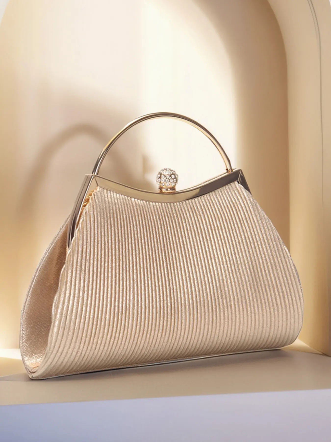 Spring New Elegant Rhinestone Envelope Clutch, Detachable Strap Shoulder Bag, Round Lock, Perfect for Weddings, Parties, Events, Elegant Purse, Evening Clutch, Fashion Clutch