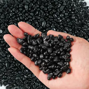 Black Glass Stones 3 LB - 18 LB, Small Decorative Rocks, Garden Gravel for Indoor Outdoor Plants, Succulent, Cactus, Aquarium, Fish Tank, Vase, Terrarium
