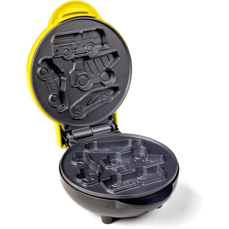 Mymini cars and trucks shape electric waffle maker 5inch nonstick griddle for waffles hash browns eggs and more yellow