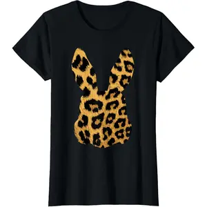 Adorable Leopard Print Bunny Rabbit T-Shirt for Women and Girls Ideal for Spring and Easter Celebrations
