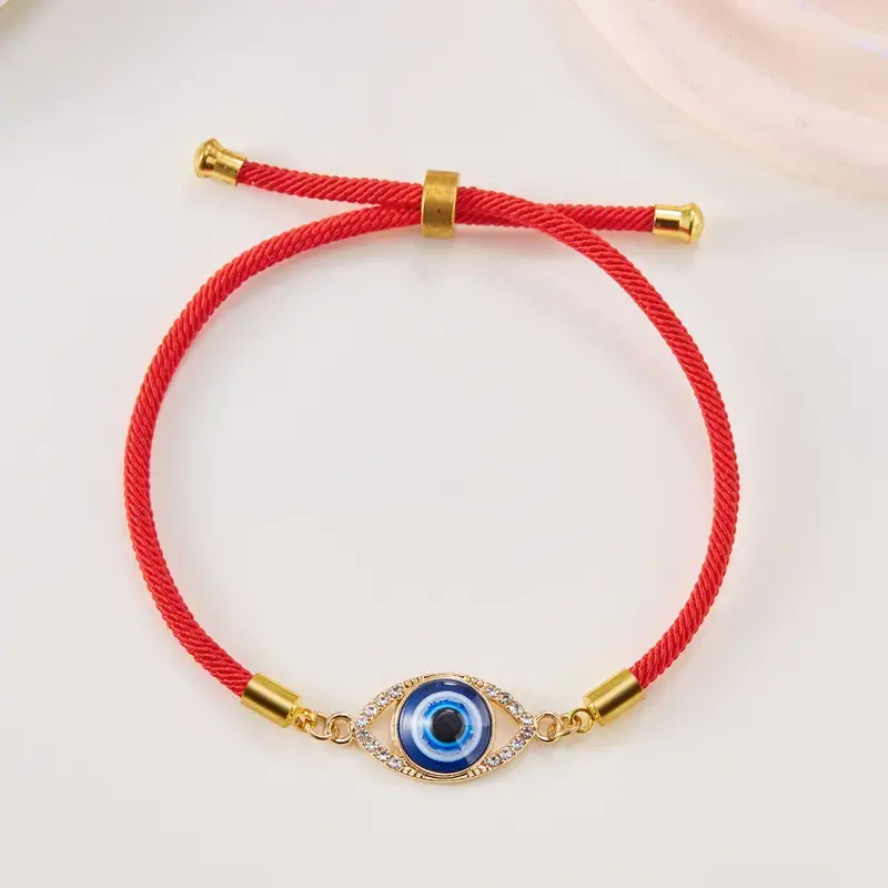 Veliora Gift S Women's Turkish-Style Evil Eye Enamel Protection Charm Bracelet, Adjustable Cord Bangle, Lightweight Stackable Spiritual Daily Fashion Jewelry, Birthday Gift Accessory, Bracelets Heart Rate Couples Set