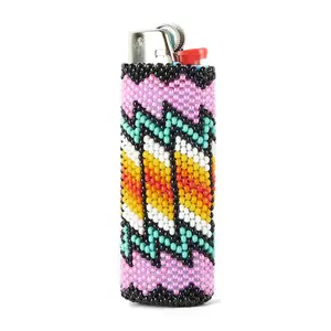 Double Bubble - Chic Beaded Lighter Case in Black, Teal & Pink - Handmade by Mexican Artisans - Mother Sierra