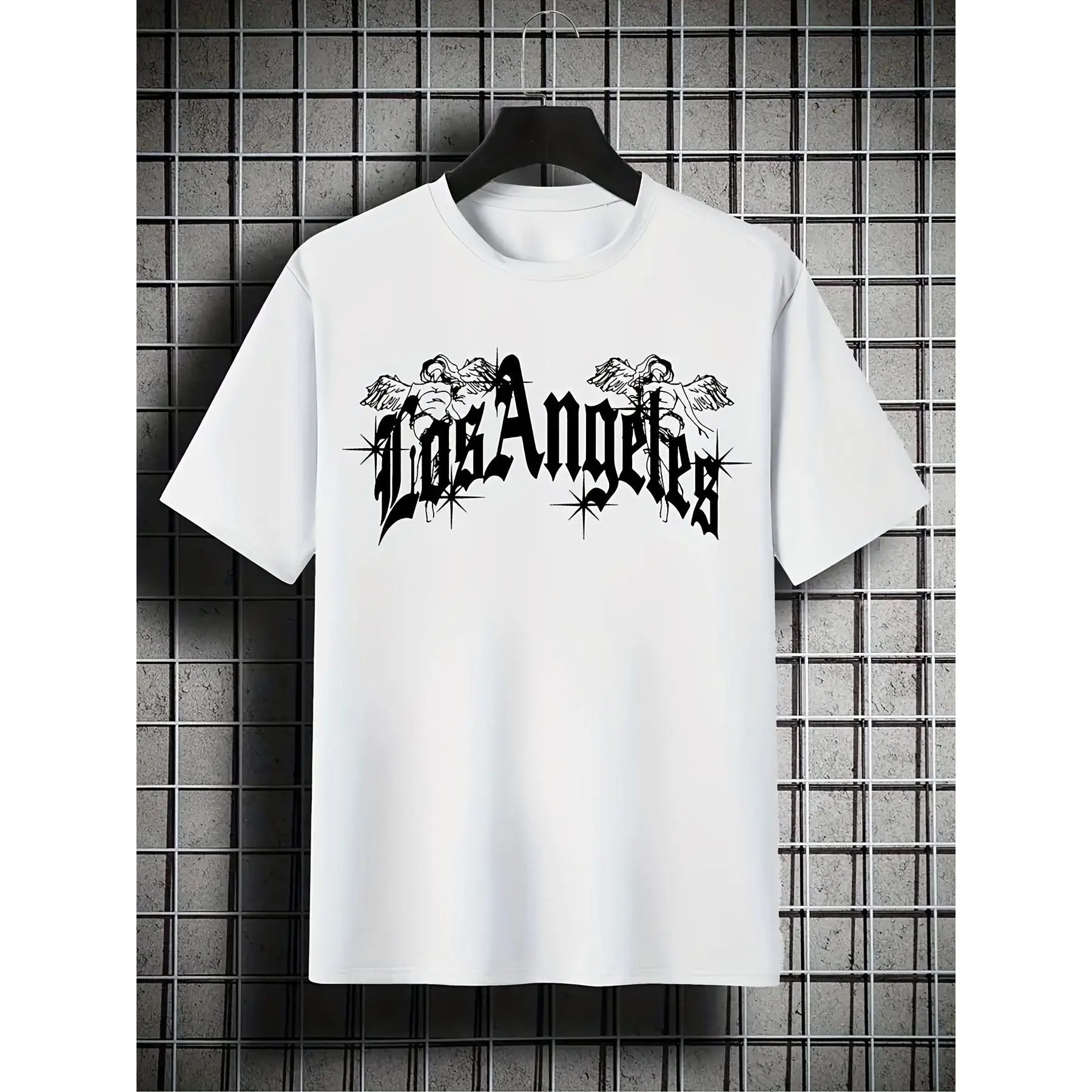 Boy's Stylish LOS ANGELES Letter Print Graphic Printed Shirt, Casual Lightweight Comfy Short-Sleeve Summer Kids' Sports Tee Top