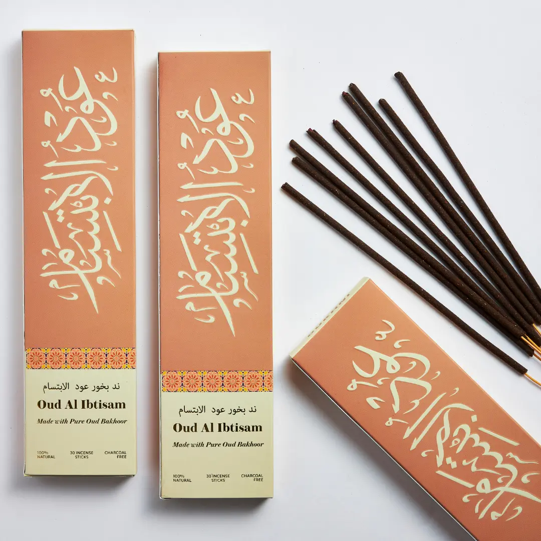 Oud Al Ibtisam Bakhoor Sticks Set, Pure Arabic Oudh Home Fragrance Incense Sticks