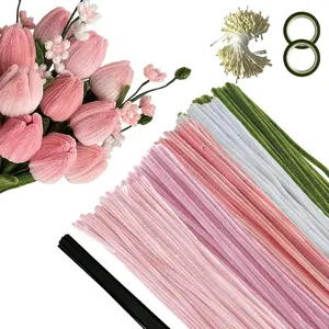 922 count Pipe Cleaners Craft Set, Pastel Chenille Stems DIY Flower Bouquet Kit, Floral Supplies with Stems Tape Accessories, Art Decor Gifts for Adults Beginners