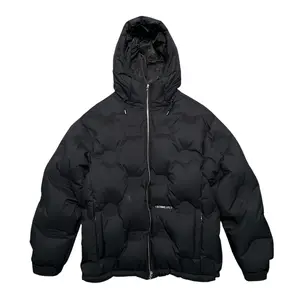 Men's BAPE Debossed Monogram 700 Fill Down Coat, Menswear Zippered Casual Top, Black